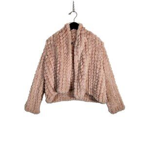 NWOT Love Token Coat - Faux Fur Cardigan Shrug w Metallic Tinsel Size Small Pink